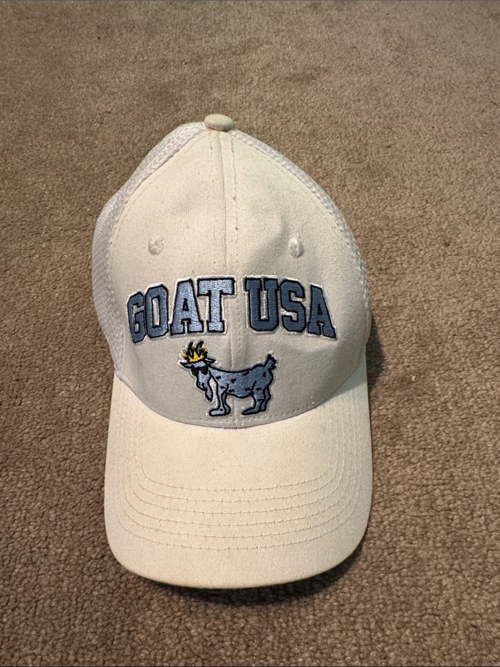 GOAT USA Embroidered Baseball Cap in white